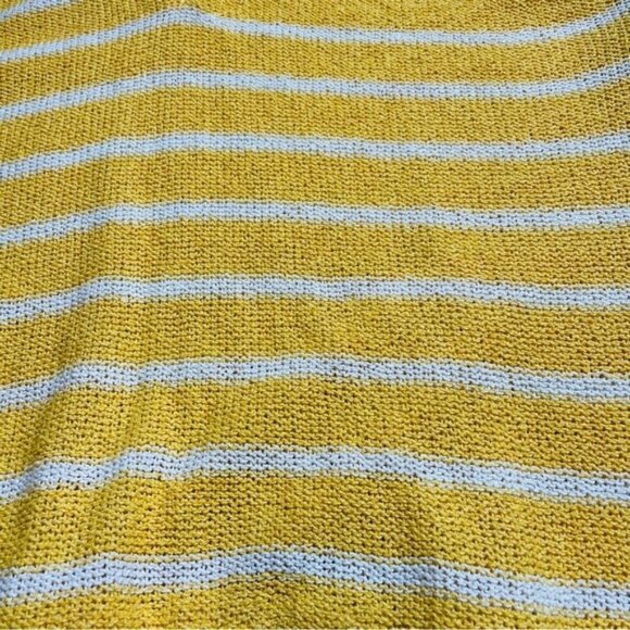 Zara Yellow White Knit Vest Oversized Size Medium - Picture 7 of 7